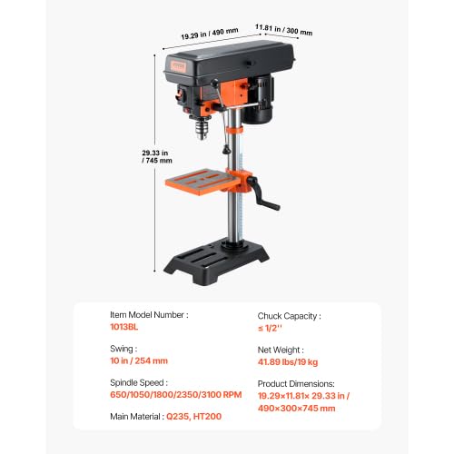 10'' 5-Speed Cast Iron Benchtop Drill Press V263