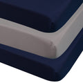3-Pack Fitted Crib Sheets Set, 9" Deep Microfiber, Navy Blue Charcoal Gray B534