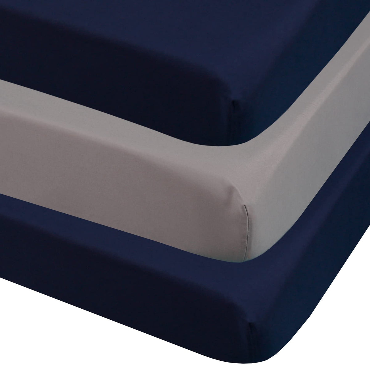 3-Pack Fitted Crib Sheets Set, 9" Deep Microfiber, Navy Blue Charcoal Gray B534
