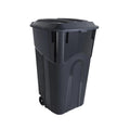32 Gallon Black Wheeled Plastic Garbage Can with Attached Lid M829