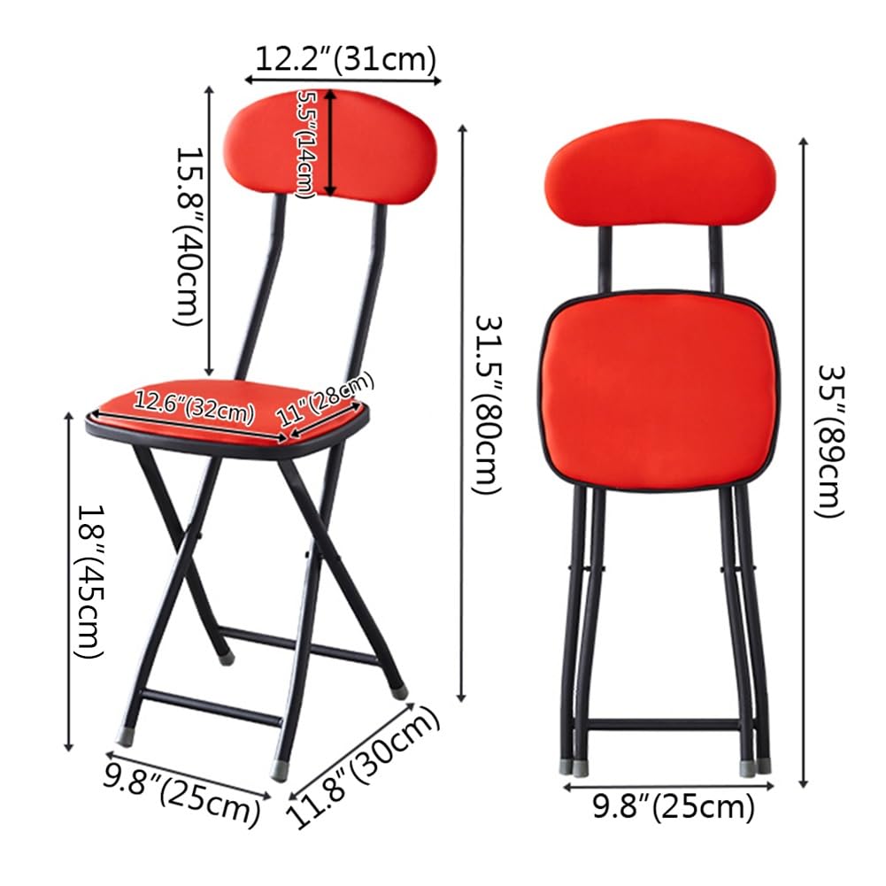 Folding Bar Stool with Backrest, 18 Inch Portable Stool with Footrest, Steel Frame Legs, Black S177