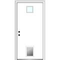 Steel Primed Right Hand In-Swing Prehung Front Door with Pet Door Clear Glass 36" x 80" C384045