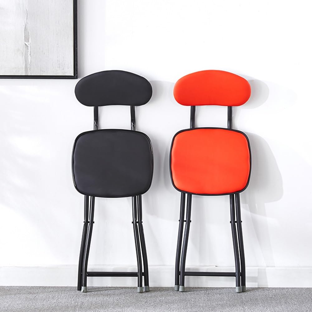 Folding Bar Stool with Backrest, 18 Inch Portable Stool with Footrest, Steel Frame Legs, Black S177