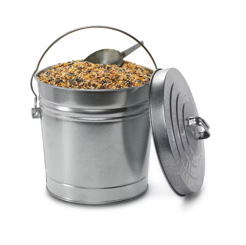 6 Gallon Galvanized Steel Round Trash Can with Locking Lid U8321