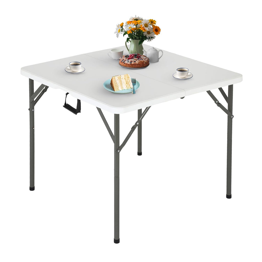 34" White Portable Plastic Folding Table Q755