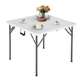 34" White Portable Plastic Folding Table Q755