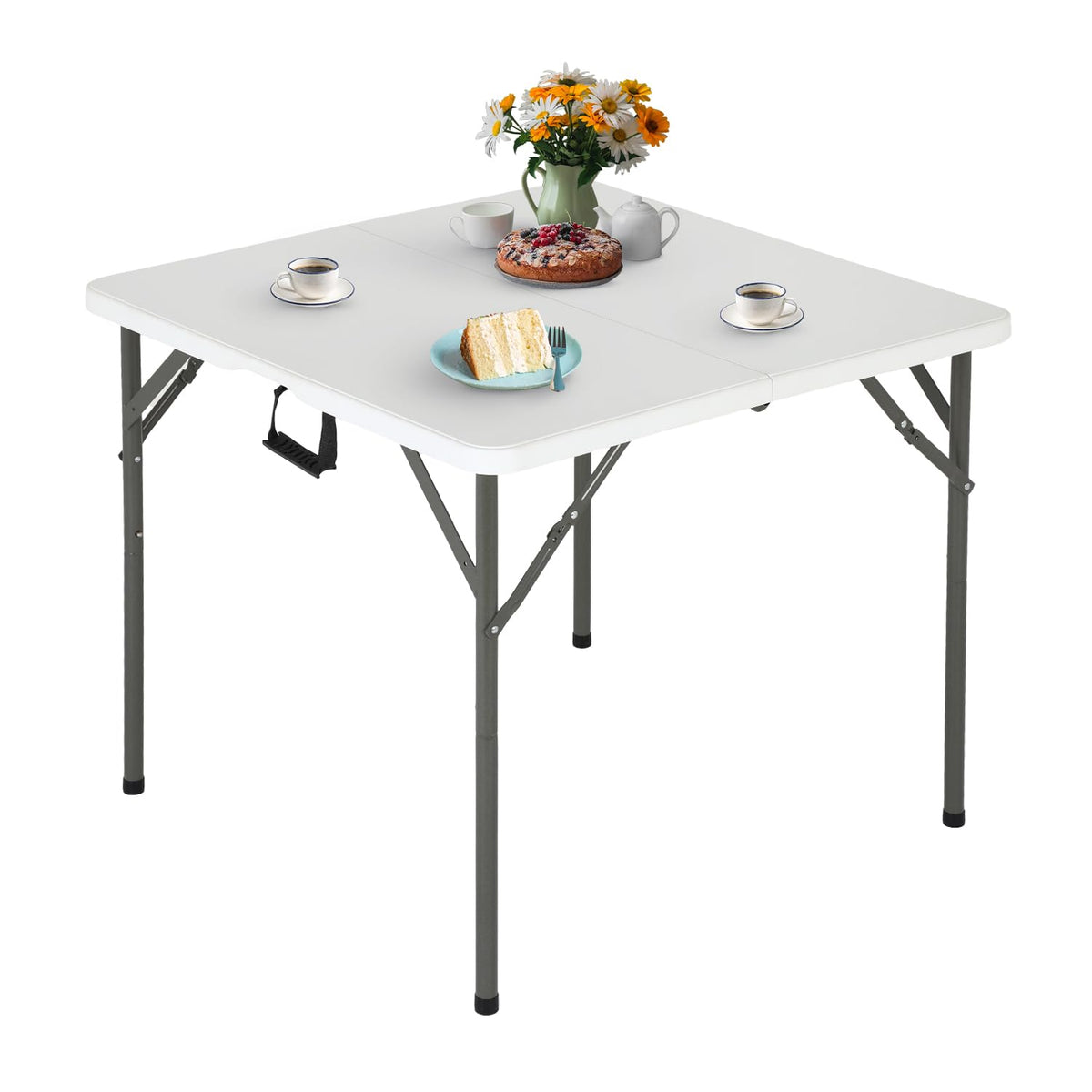 34" White Portable Plastic Folding Table Q755