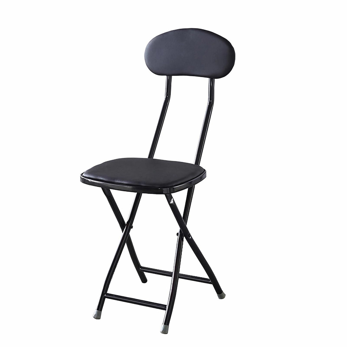 Folding Bar Stool with Backrest, 18 Inch Portable Stool with Footrest, Steel Frame Legs, Black S177