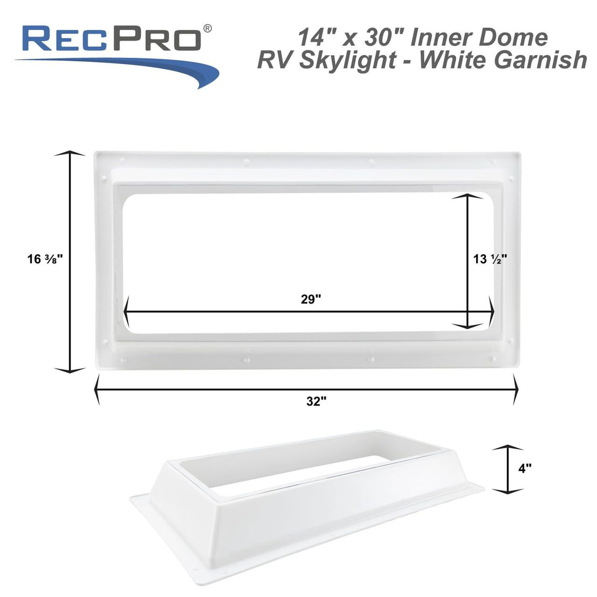 14" x 30" RV Skylight Inner Dome with Trim Ring Y342375