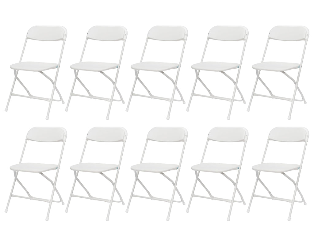 White Plastic Folding Chairs, 10 Pack A4765