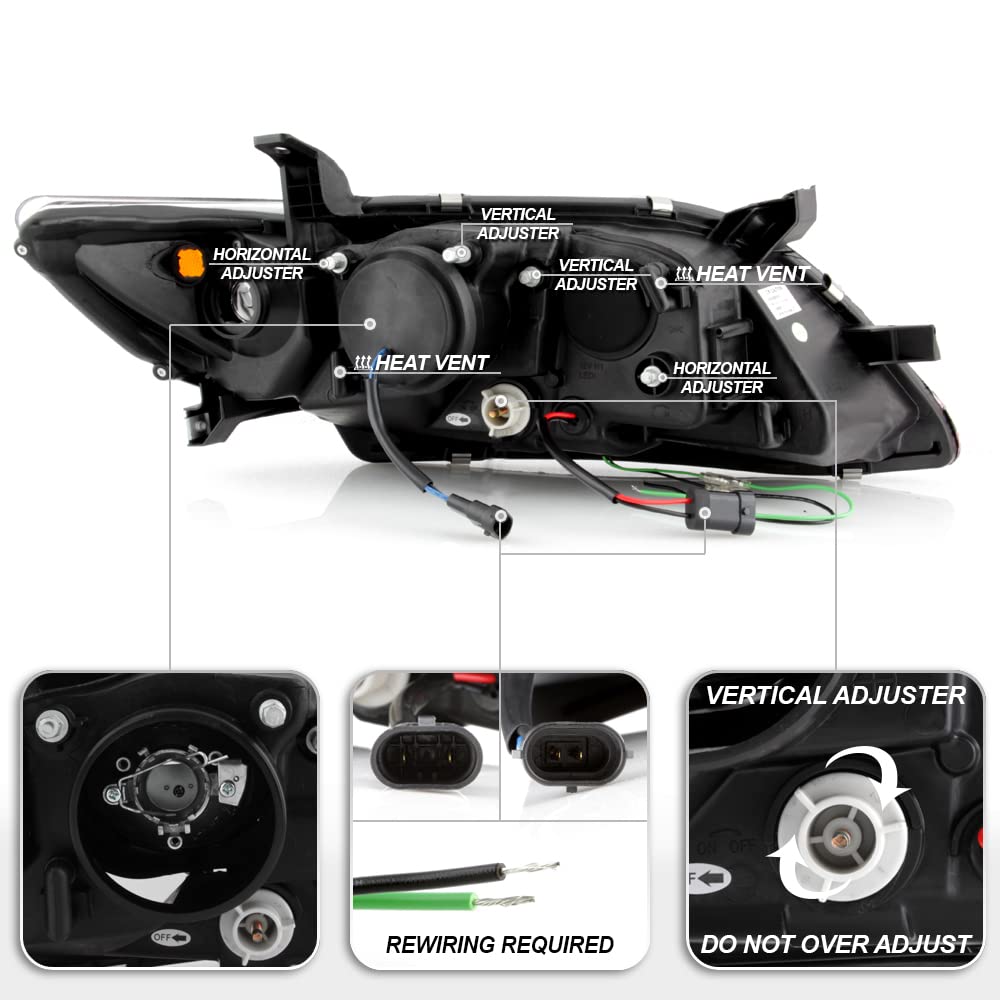 For Toyota Camry Black Projector Headlights Left + Right Pair H574