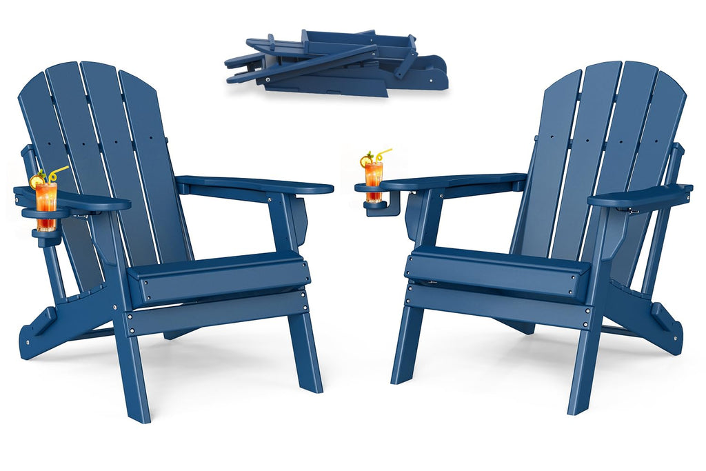 Folding Adirondack Chairs Set of 2 Blue HDPE G982657