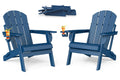 Folding Adirondack Chairs Set of 2 Blue HDPE G982657