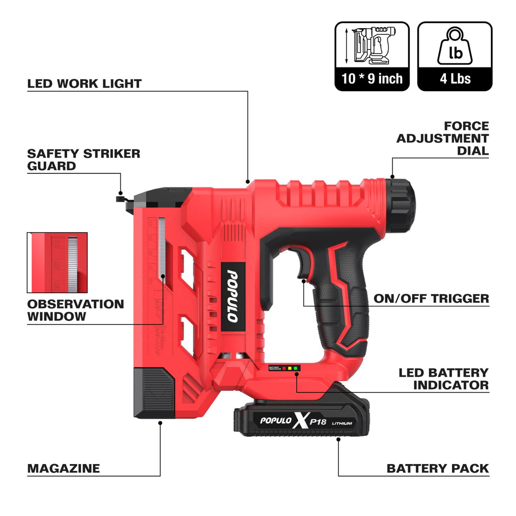 18 Gauge 2 In 1 Cordless Brad Nailer Stapler X550046