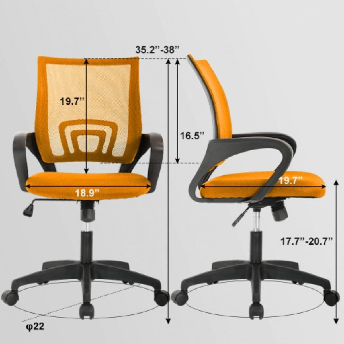 Orange Mesh Ergonomic Desk Chair with Lumbar Support Z241765