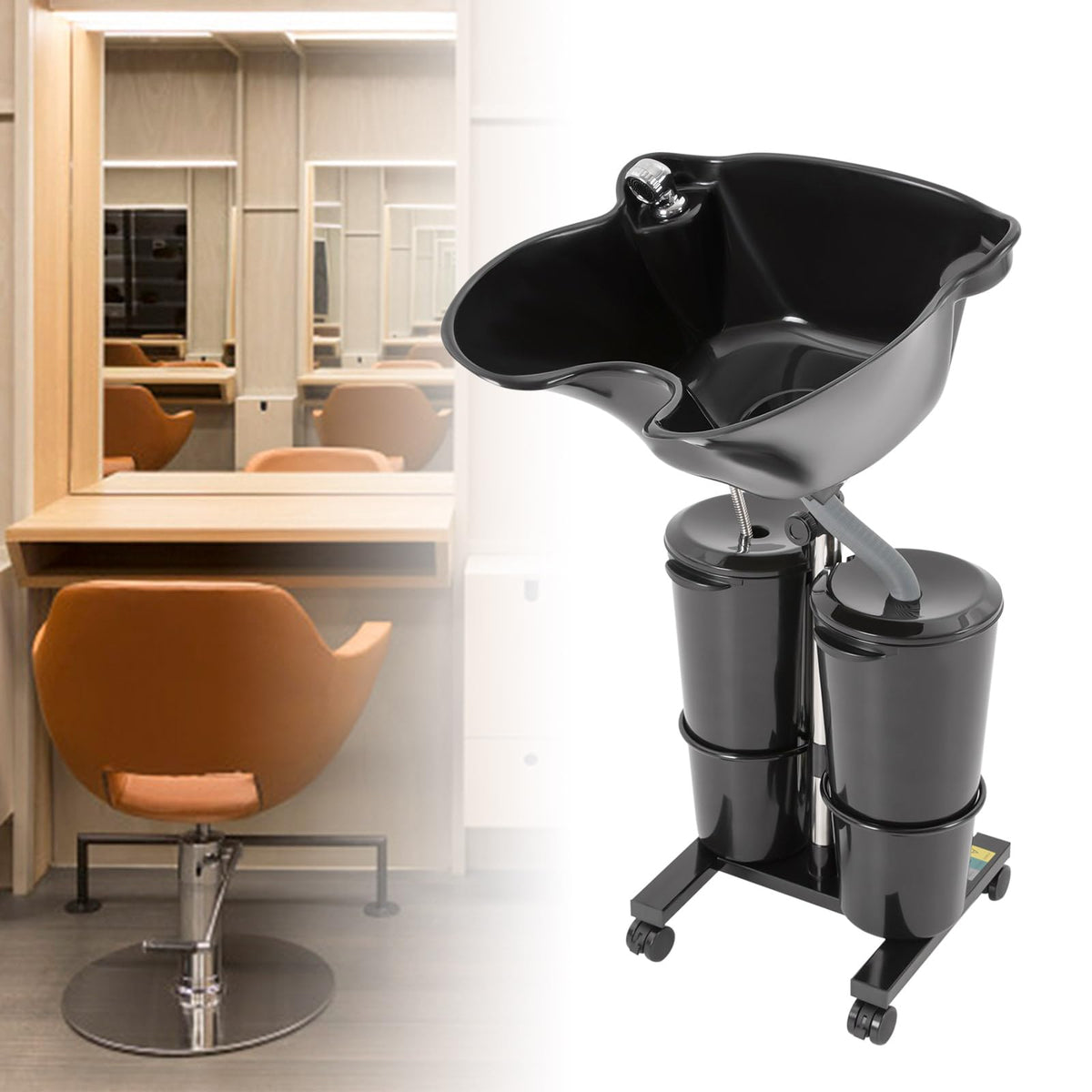 Portable Height-Adjustable Shampoo Basin with 2 Water Buckets N6266
