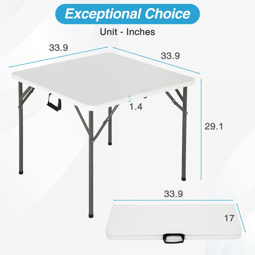 34" White Portable Plastic Folding Table Q755