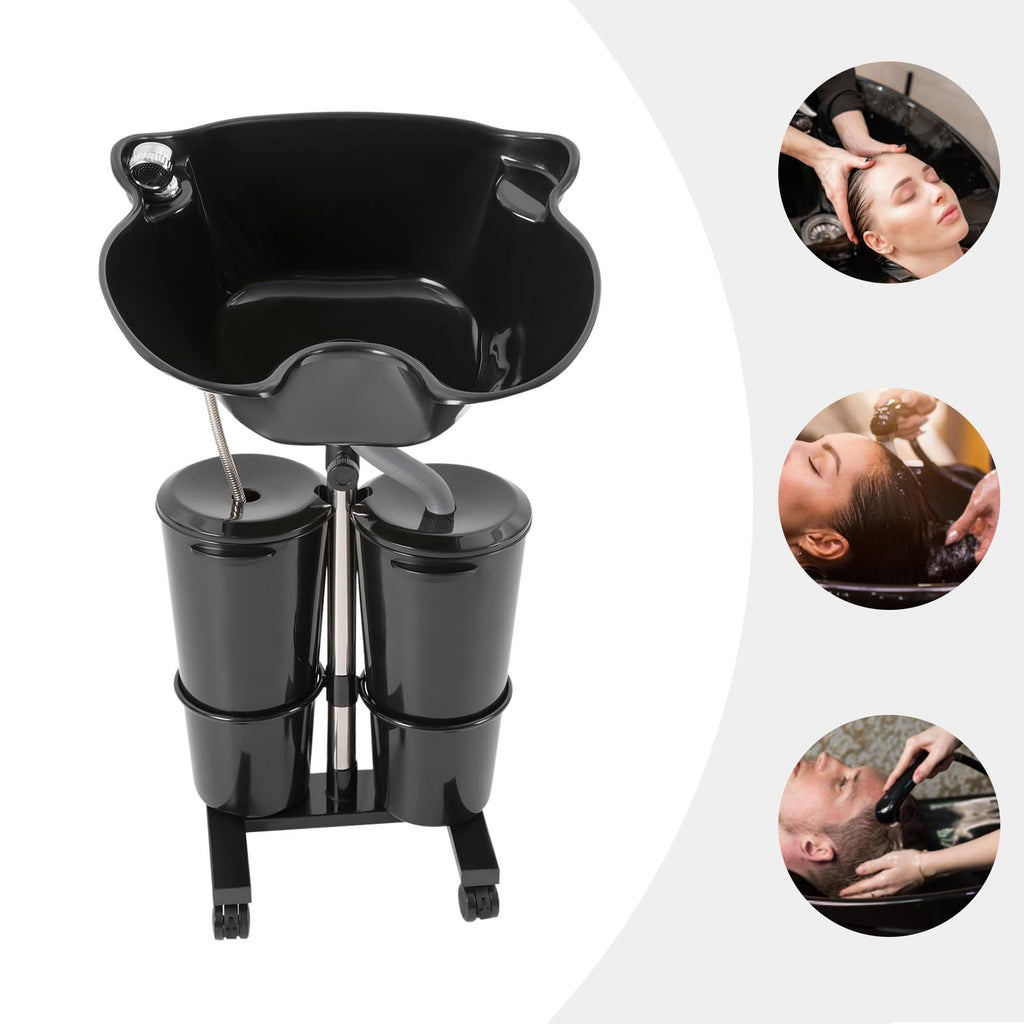 Portable Height-Adjustable Shampoo Basin with 2 Water Buckets N6266
