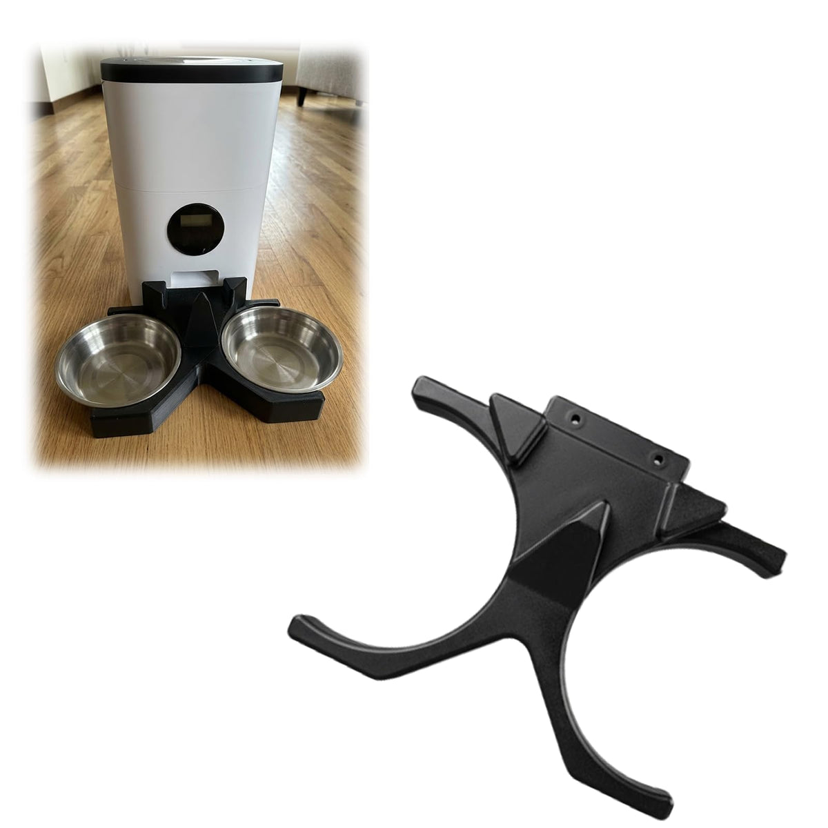 Black Dual Bowl Pet Food Splitter J8000