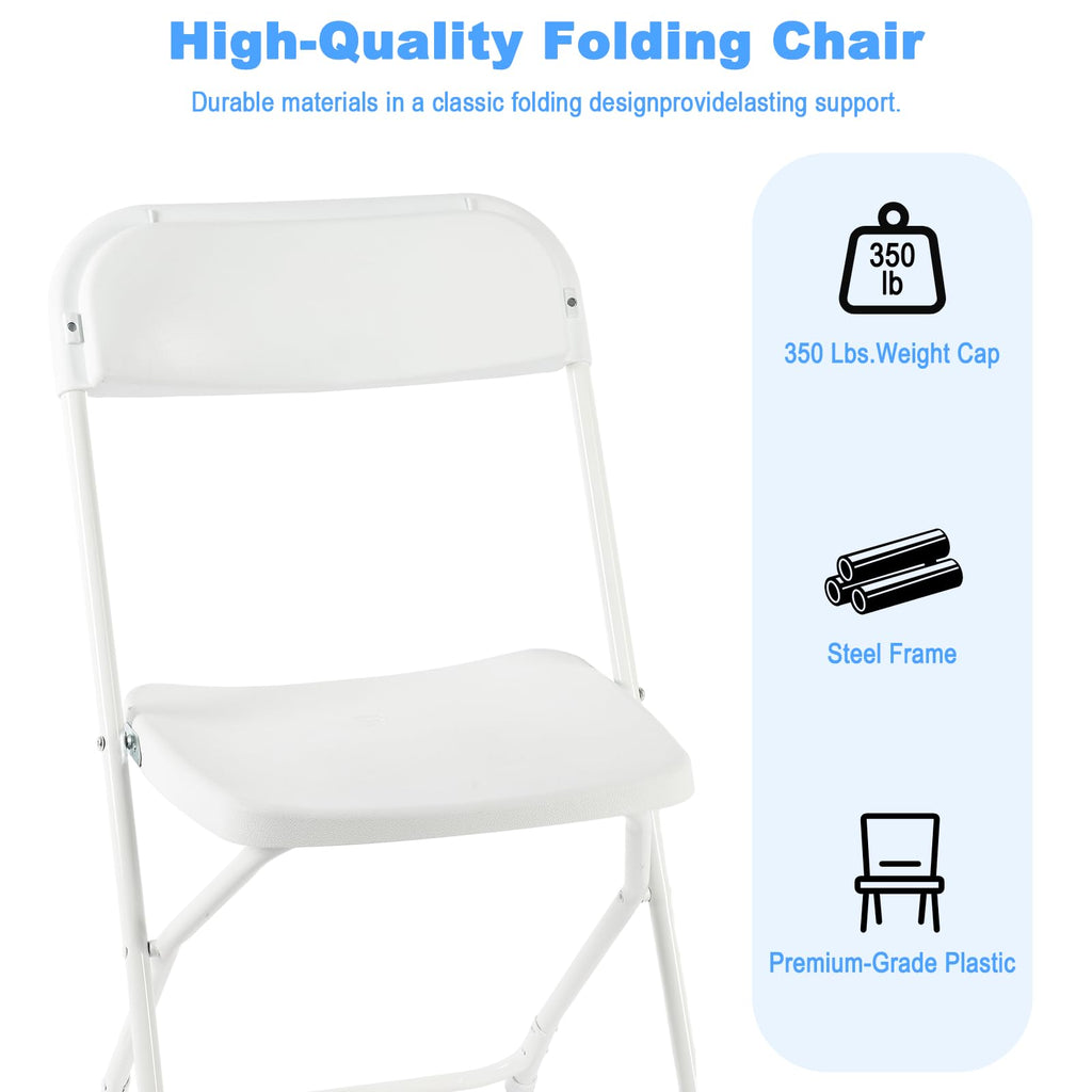 White Plastic Folding Chairs, 10 Pack A4765