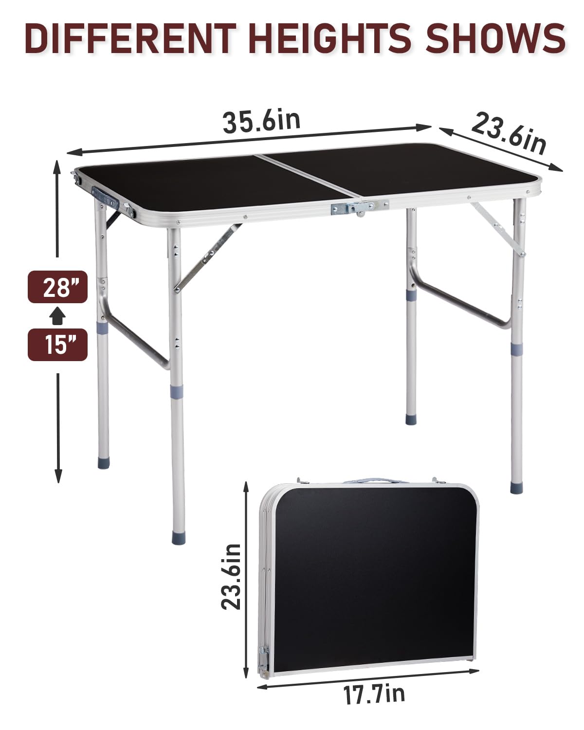 Portable Folding Camping Table Black W2393
