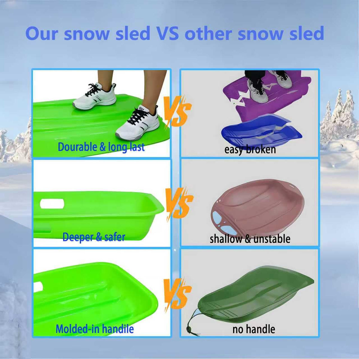 2 Piece Plastic Sled Board with Four Ropes A9338