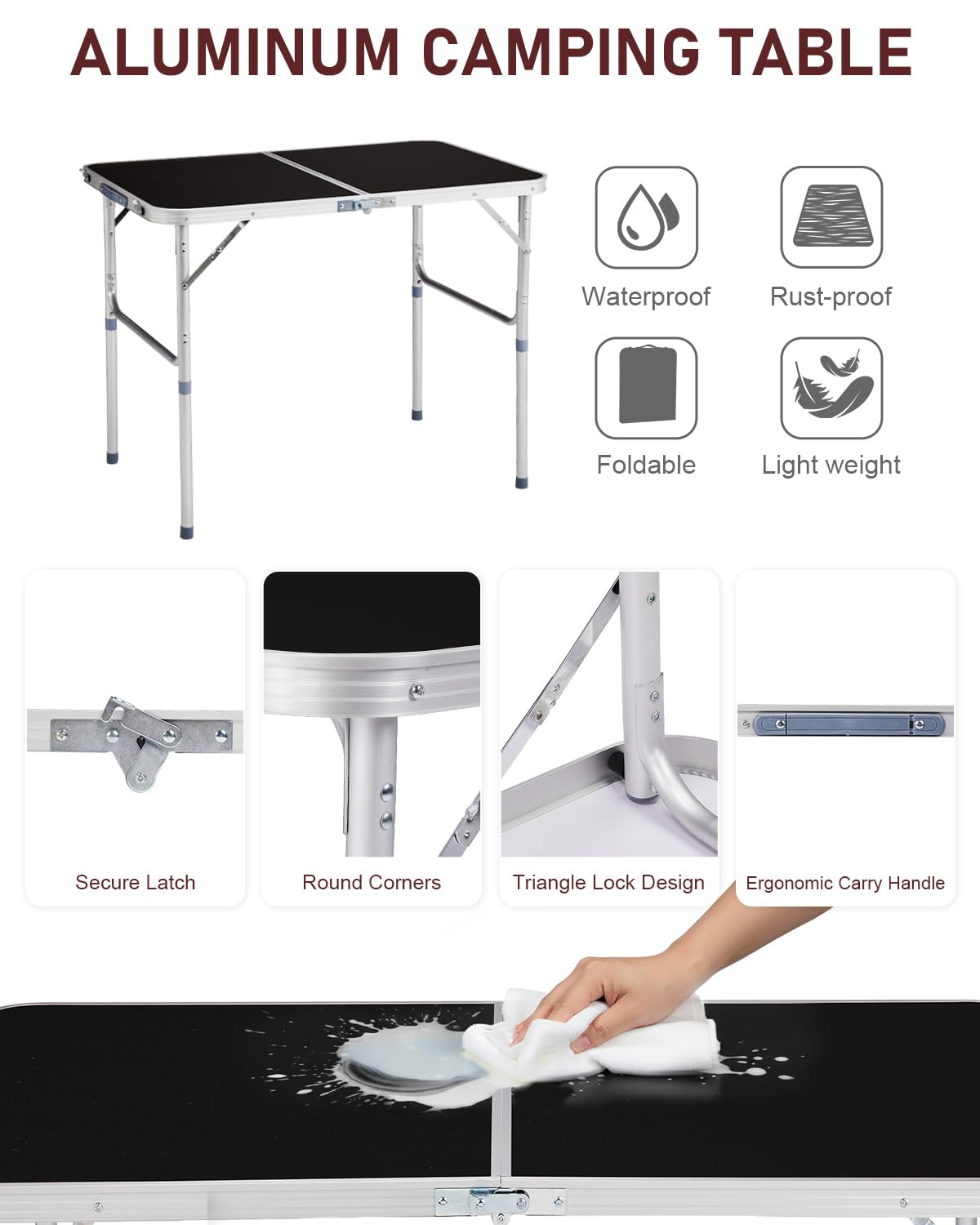 Portable Folding Camping Table Black W2393