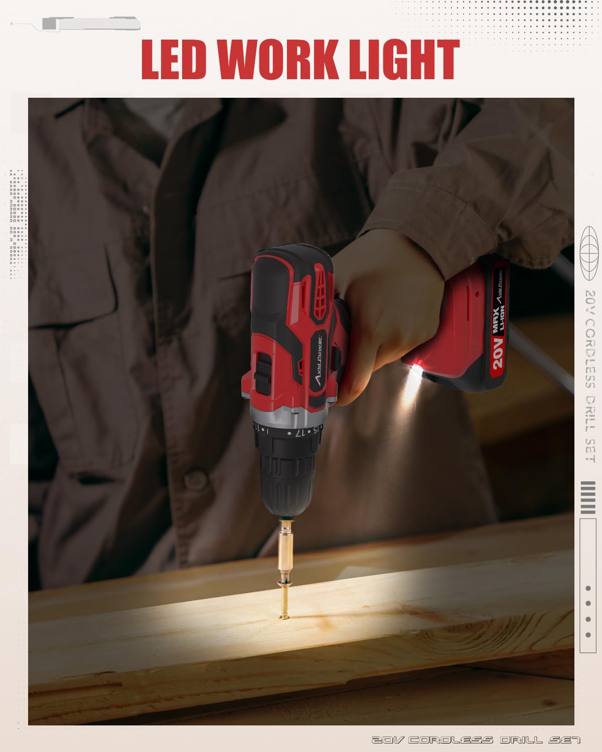 20V Cordless Drill Set with Battery & Charger V4251