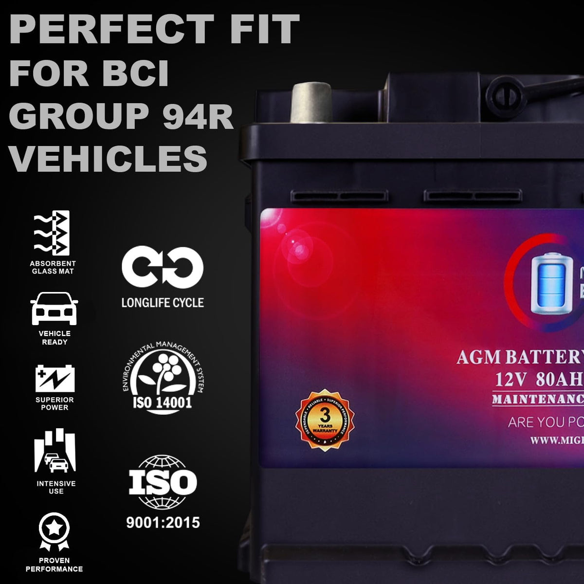 12V 80AH 850 CCA Replacement Battery T149685