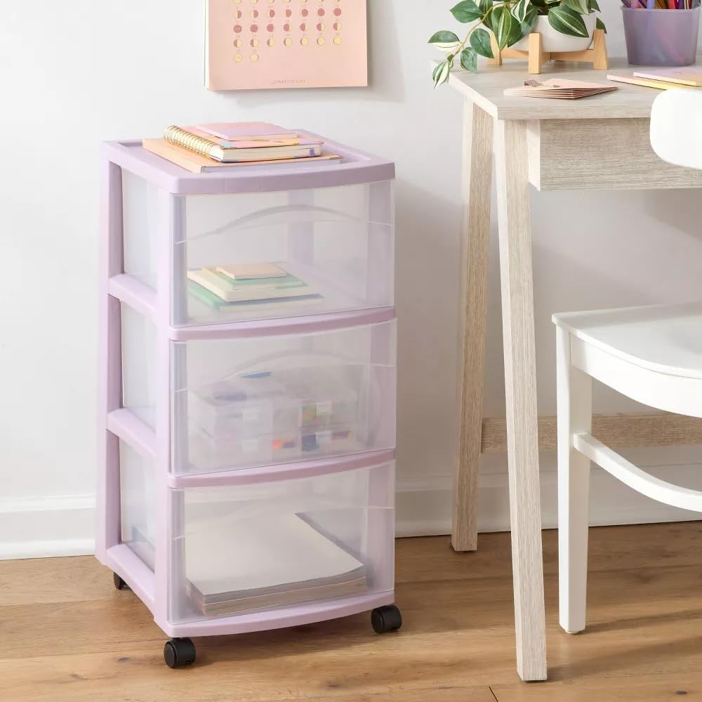 3 Drawer Plastic Storage Cart with Casters H424