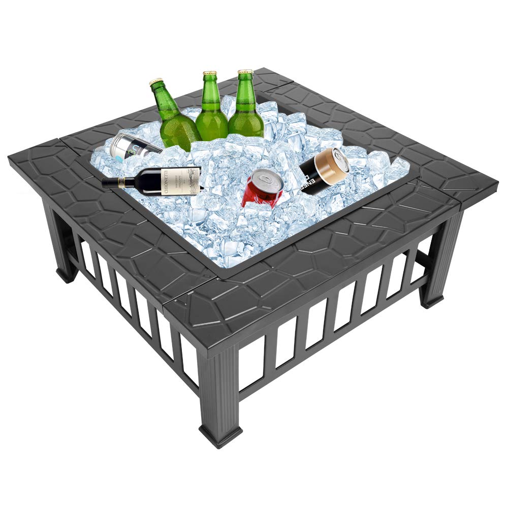 Portable Iron Wood Burning Fire Pit with Mesh Screen Lid J6036