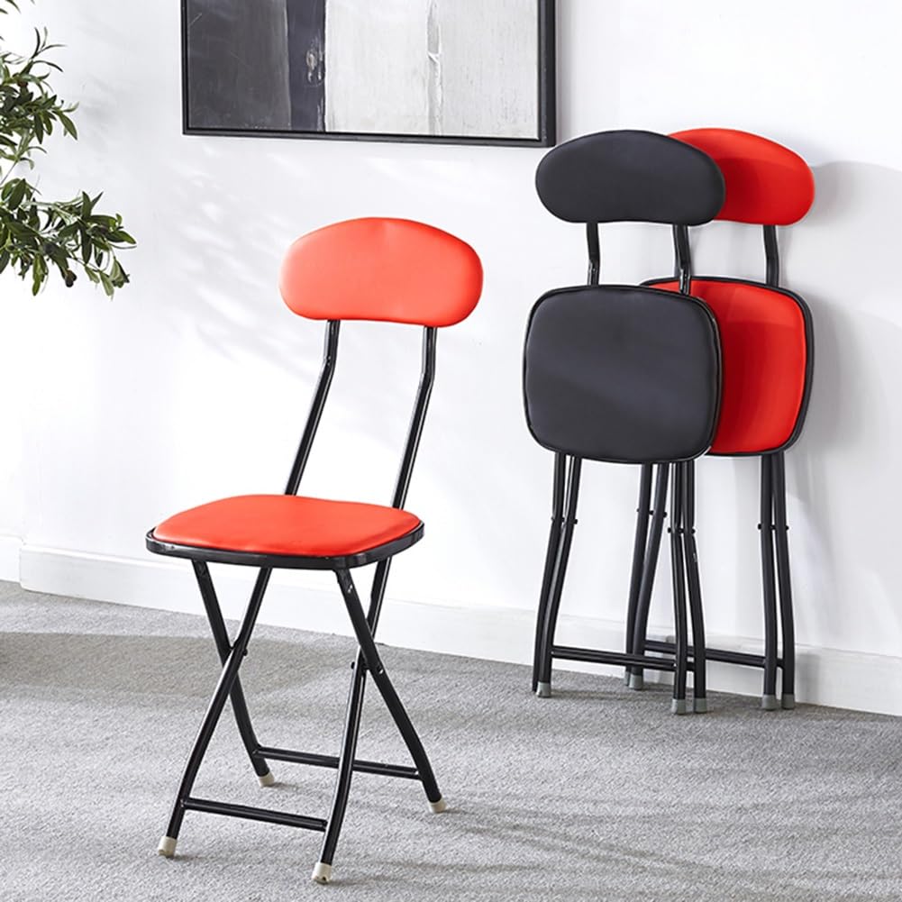 Folding Bar Stool with Backrest, 18 Inch Portable Stool with Footrest, Steel Frame Legs, Black S177