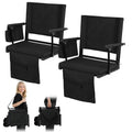 2 Pcs Folding Stadium Seat with Back Support and Cushion M1848