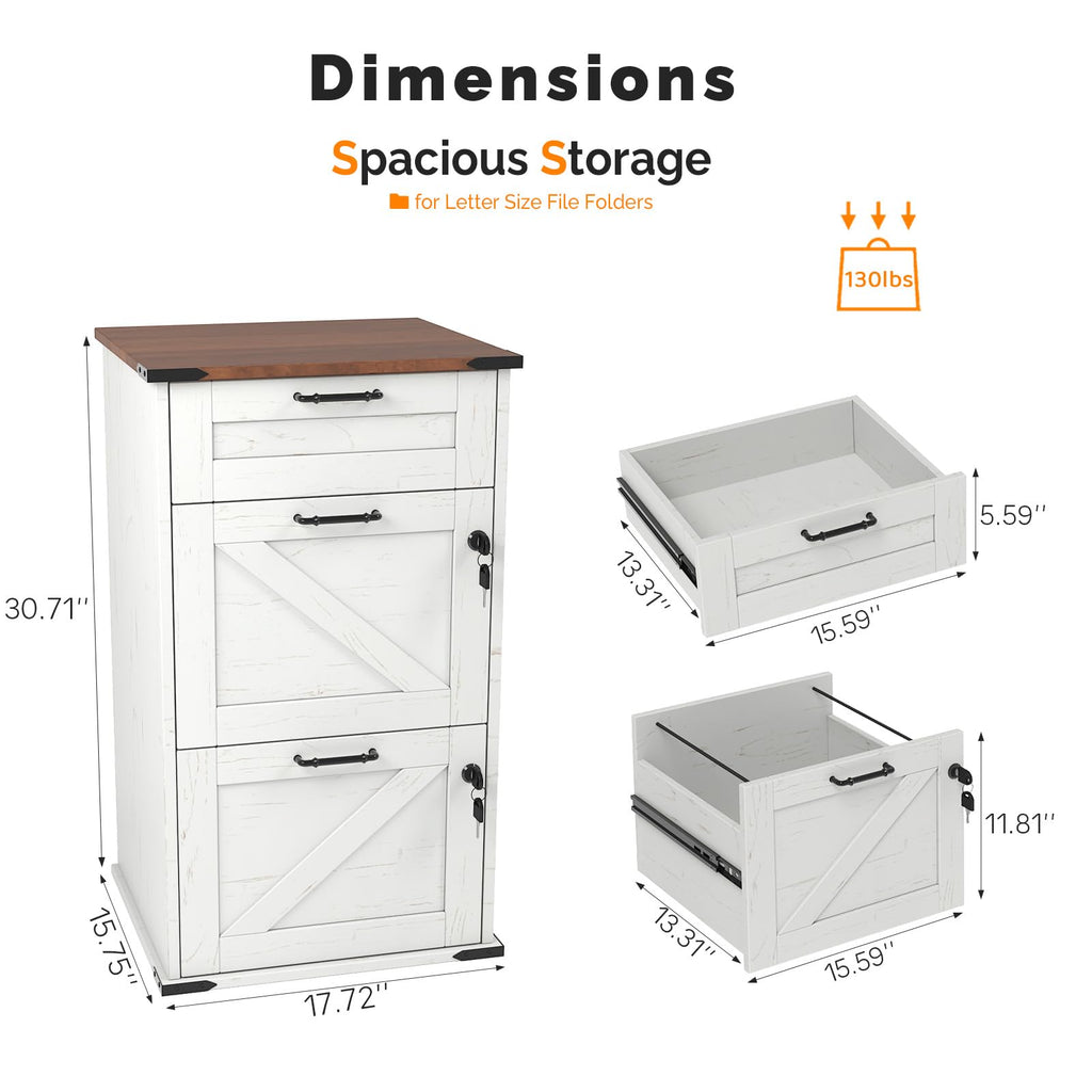 3 Drawer File Cabinet with Lock Y1984