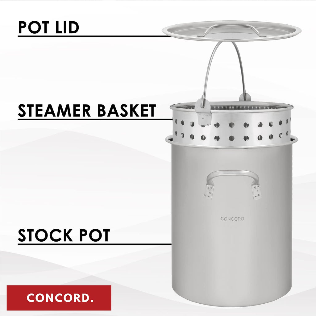 42 QT Stainless Steel Stock Pot with Basket N975