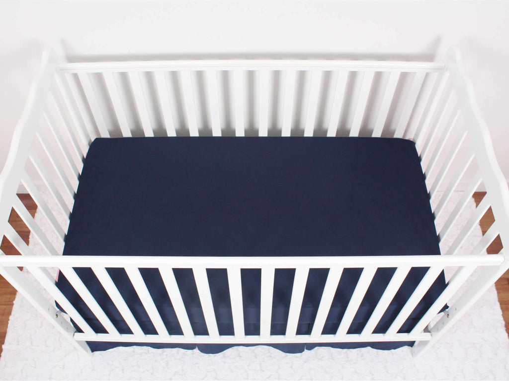 3-Pack Fitted Crib Sheets Set, 9" Deep Microfiber, Navy Blue Charcoal Gray B534