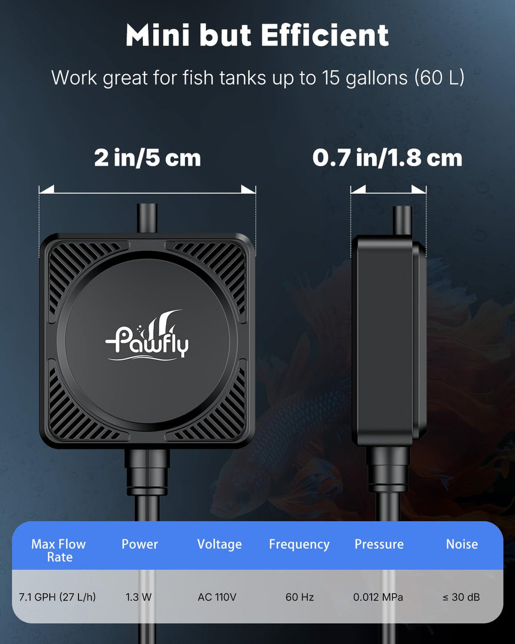 Nano Silent Aquarium Air Pump, 1.3 W 450 mL/min X292881