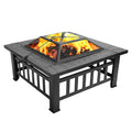 Portable Iron Wood Burning Fire Pit with Mesh Screen Lid J6036
