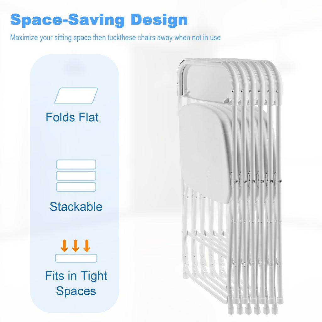 White Plastic Folding Chairs, 10 Pack A4765