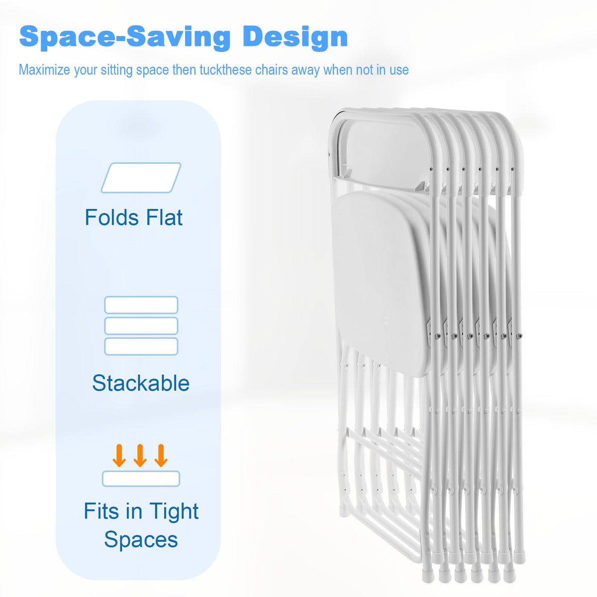 White Plastic Folding Chairs, 10 Pack A4765
