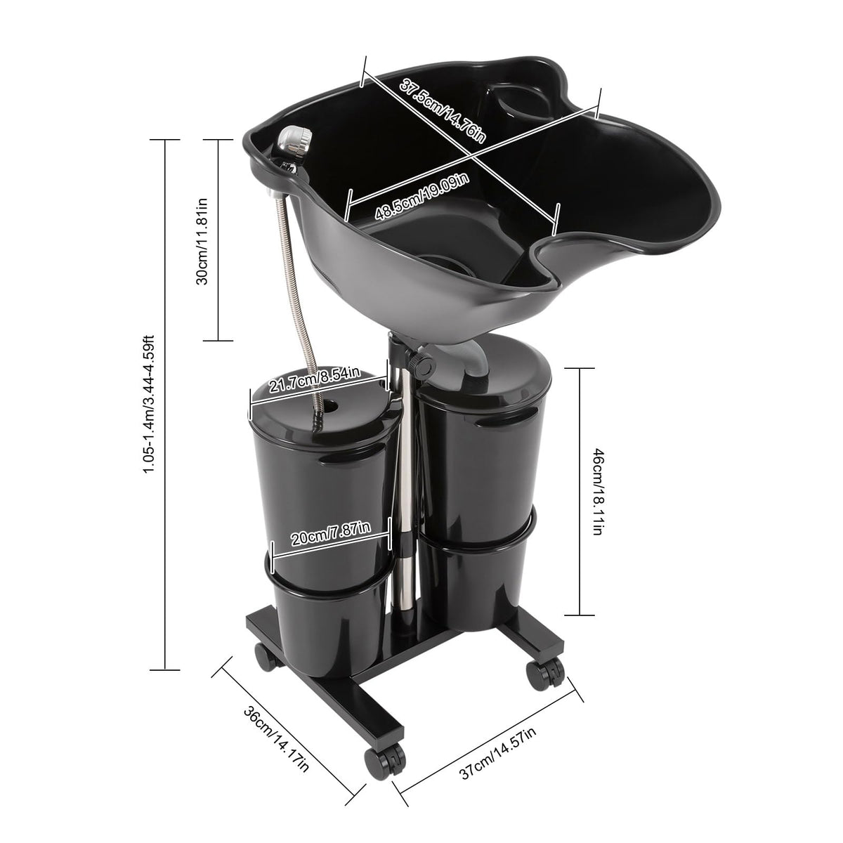 Portable Shampoo Sink with Electric Pump and Adjustable Height N340730