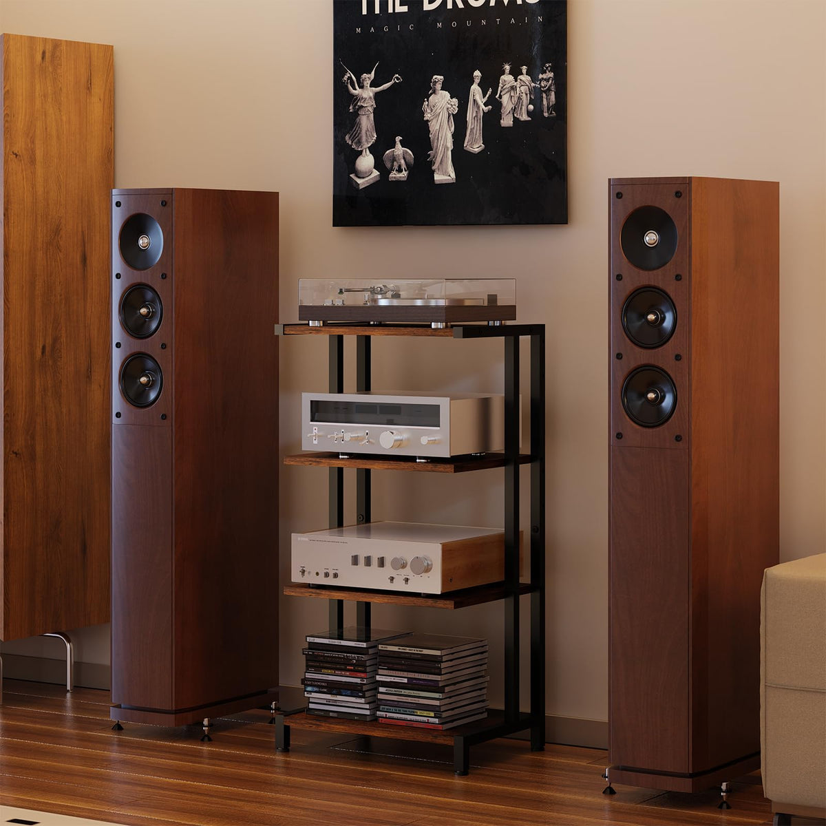 4-Tier Wooden AV Media Stand J62148