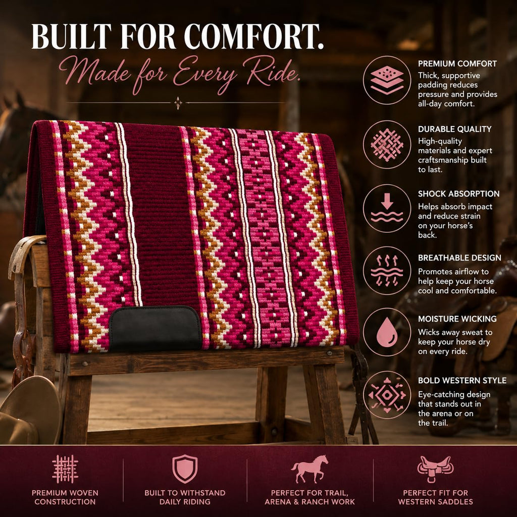 Burgundy Pink Tribal Horse Saddle Pad R38268