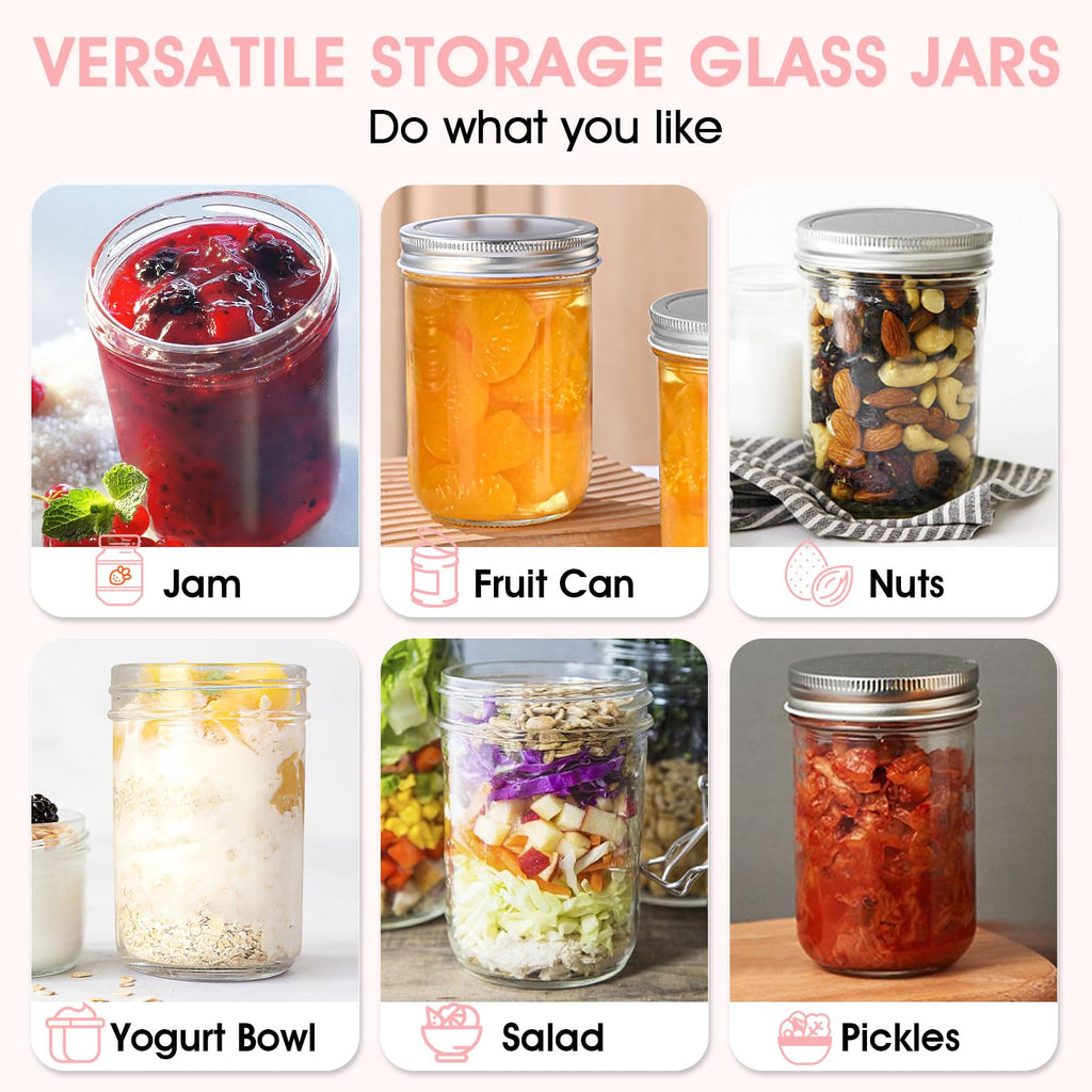 2 Pack 16oz Wide Mouth Airtight Glass Mason Jars P60482