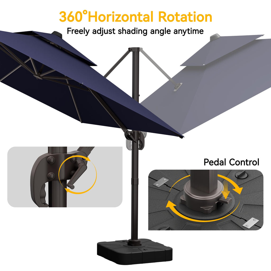 10x13 FT Cantilever Patio Umbrella with Base B68996
