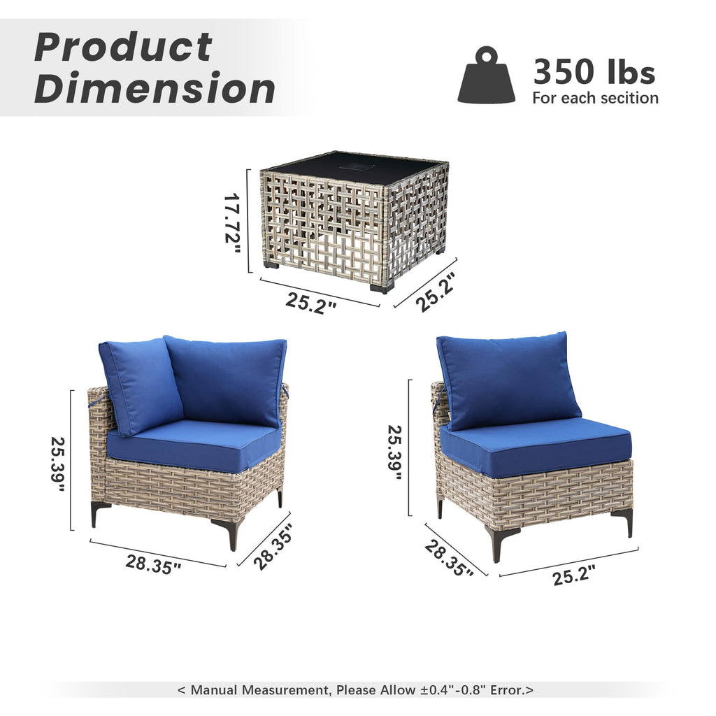 5 PCS Rattan Patio Conversation Set with Coffee Table J579