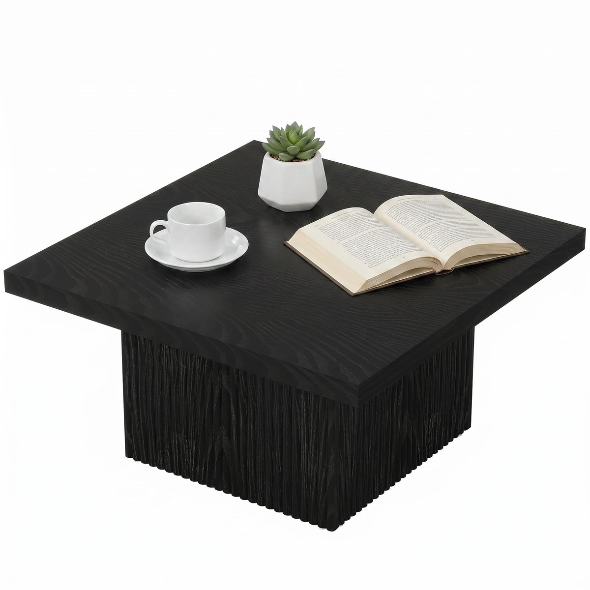 31.5" Square Fluted Wood Coffee Table Q6758