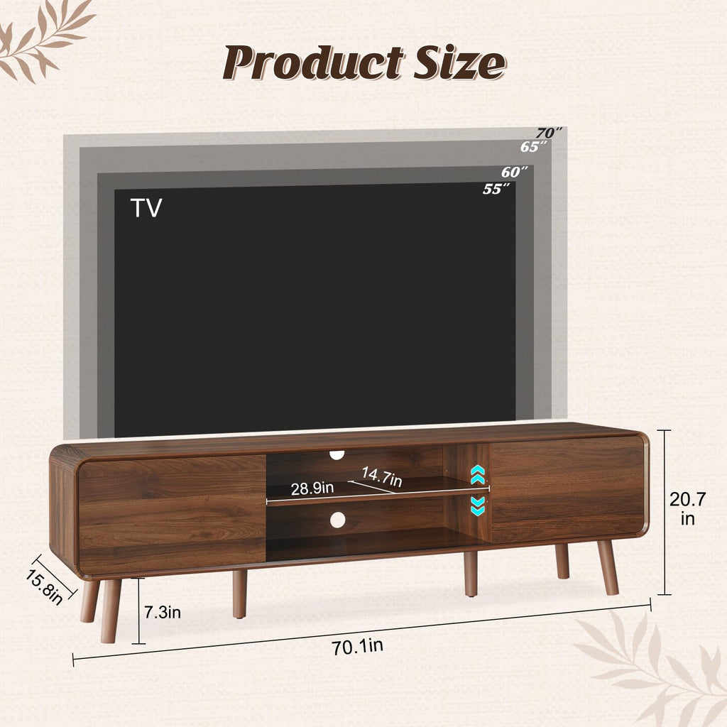 70" Mid Century Modern TV Stand with Storage A13163