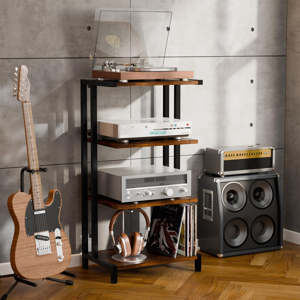 4-Tier Wooden AV Media Stand J62148