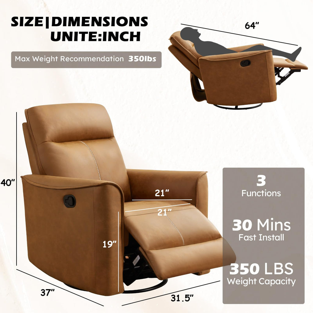 Manual Swivel Rocker Recliner Faux Leather G20886